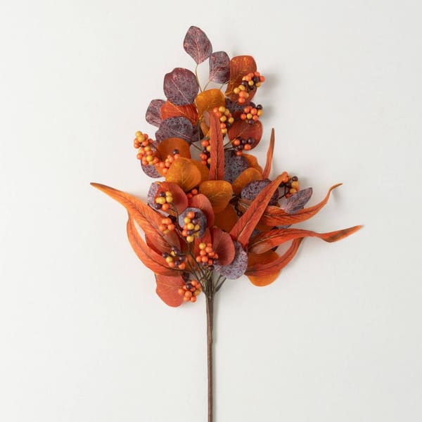 SULLIVANS 26" Artificial Fall Berry Eucalyptus Spray, Orange