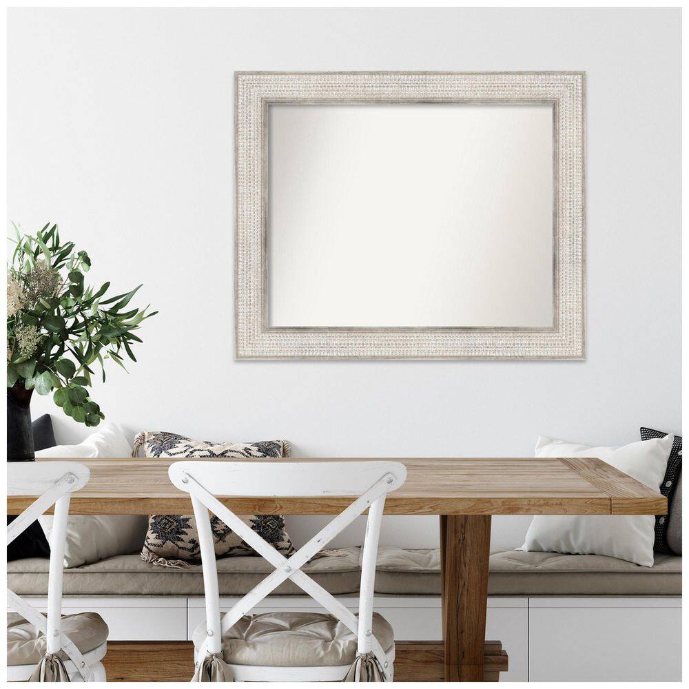 Trellis Silver Wood Rectangular Bathroom Wall Mirror