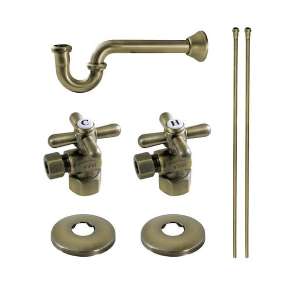 Kingston Brass Trimscape Traditional Plumbing Supply Kit Combo 1-1/4 in. Brass with P- Trap in Antique Brass