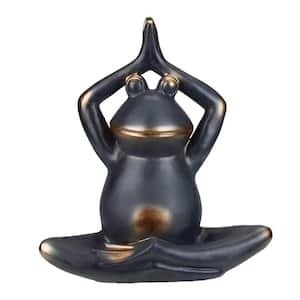 11.7 in. Frog Sitting in a Pleasant Pose Yoga Position Garden Statue