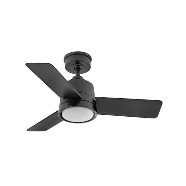 HINKLEY Chet 36.0 in. Indoor/Outdoor Integrated LED Matte Black Ceiling Fan with Remote Control