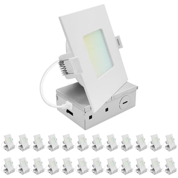 4 in. Integrated LED Square Recessed Light, Mini Panel Light, 5CCT, 1000LM, 11W, 100°, Dimmable, ETL Listed 24 Pack