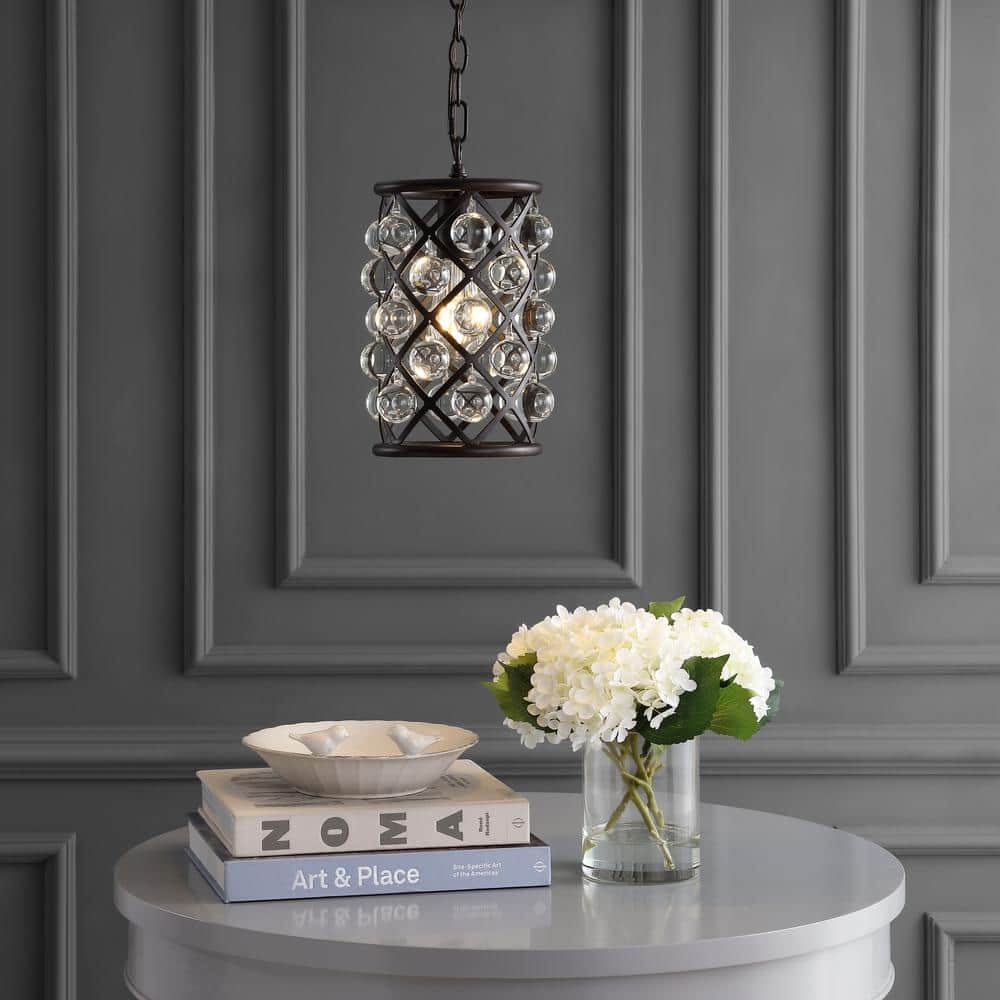 Gabrielle 8" Oil-Rubbed Bronze and Crystal LED Pendant