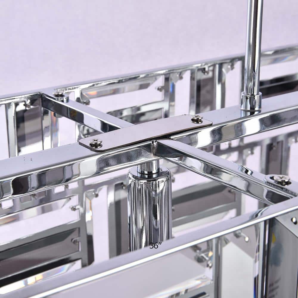 Chrome Rectangular Crystal Chandelier with Adjustable Chain