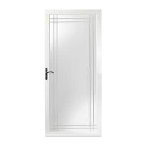 36 in. x 80 in. 3000 Series White Left-Hand Fullview Etched Glass Storm Door with Oil-Rubbed Bronze Hardware