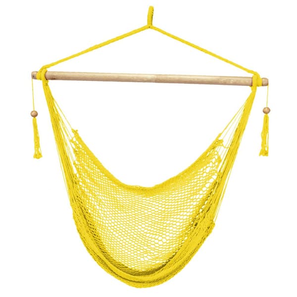 BLISS HAMMOCKS 40 in. Tahiti Island Rope Swing Hammock Chair in Yellow