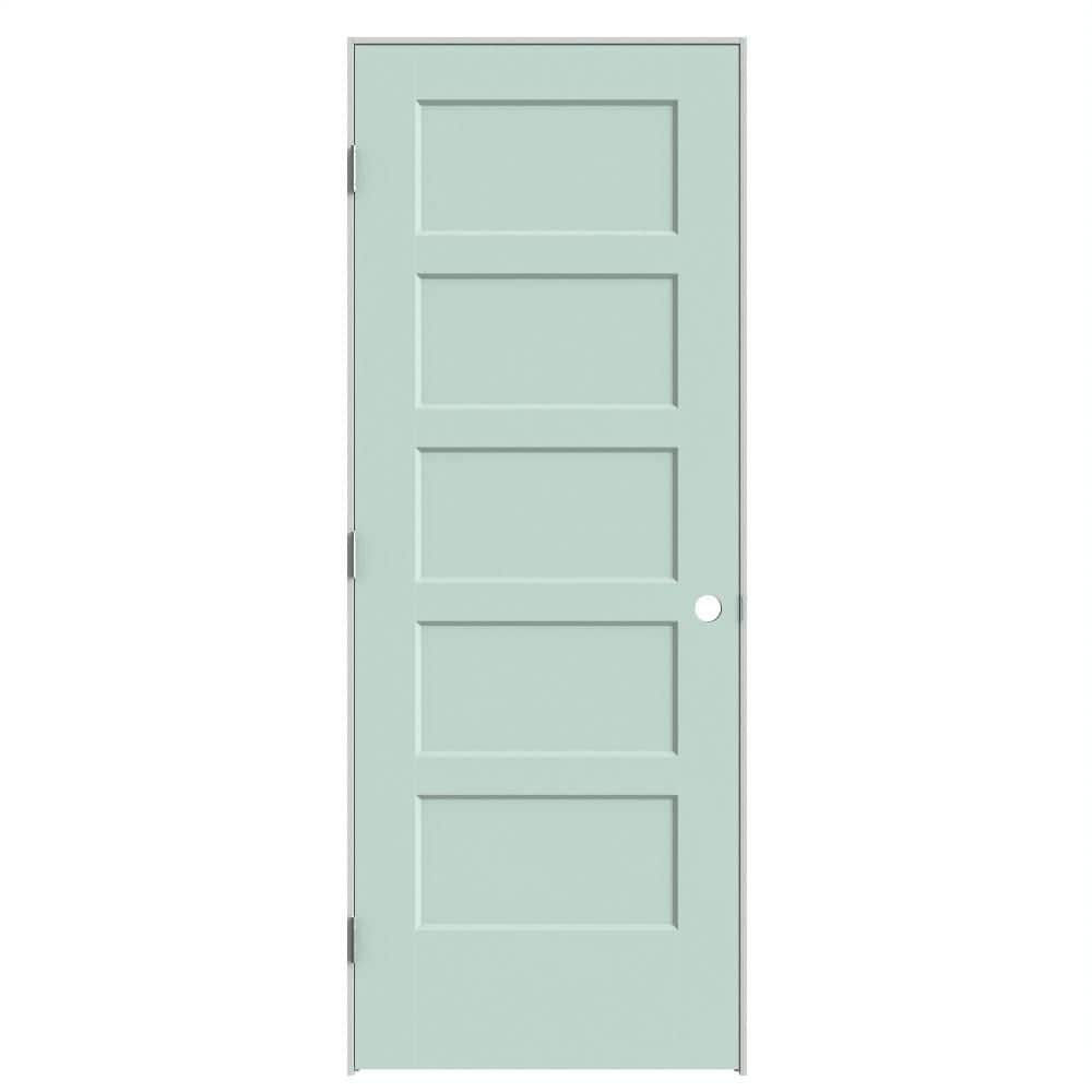 28 in. x 80 in. 5-Panel Bayshore Right-Hand Hollow Sea Glass Molded Composite Single Prehung Interior Door Flat Jamb price history on PriceWatchPro