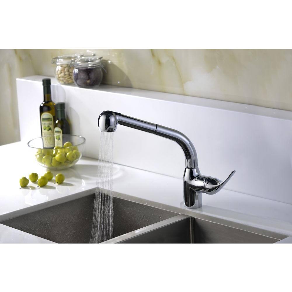 Chrome Single-Handle Pull-Out Spray Kitchen Faucet