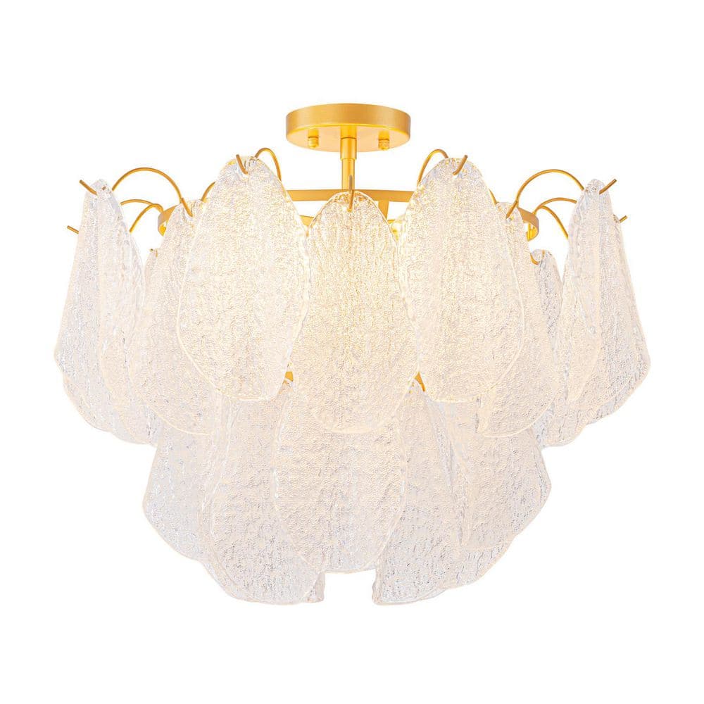 Edison Modern 21.7-in 6-Light Cluster Brushed Gold Elegant Crystal Leaf Semi-Flush Mount Ceiling Light for Bedroom price history on PriceWatchPro