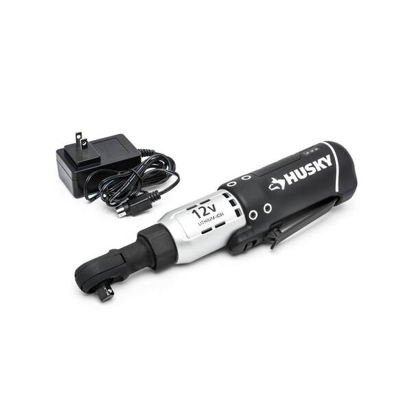 Husky - 12-Volt Lithium-Ion 3/8 in. Drive Cordless Ratchet W/ 34 Piece Socket Set, Battery, Charger, and Carrying Case