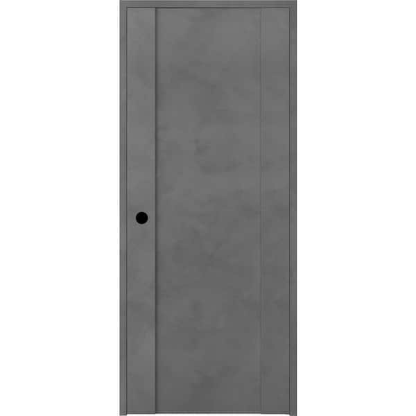 Belldinni 28 in. x 80 in. Right-Handed Solid Core Dark Urban Prefinished Textured Wood Single Prehung Interior Door