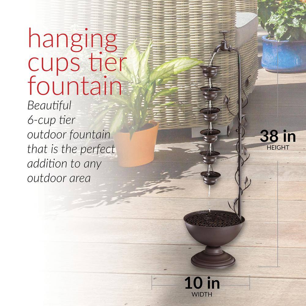 Bronze 6-Cup Tiered Outdoor Floor Fountain