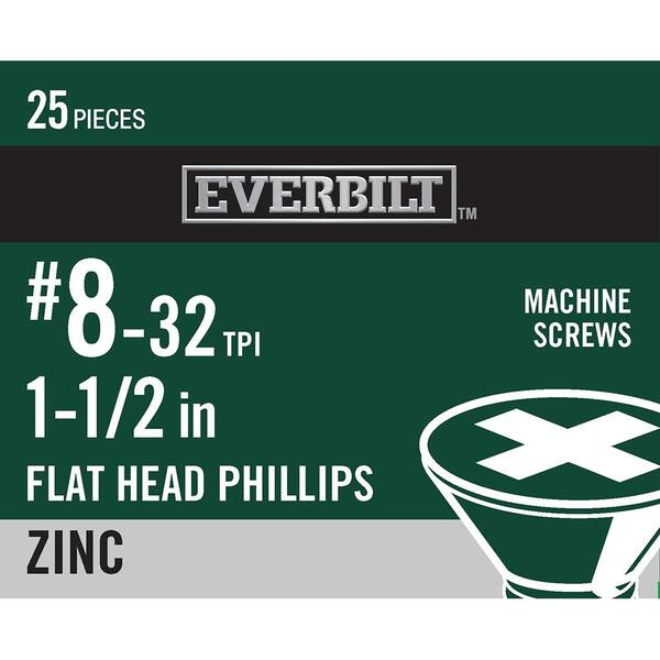 Lexar Industrial #8-32 X 1-1/2 Phillips Flat Head Machine Screws - Zinc Plated Steel (825-Pack)