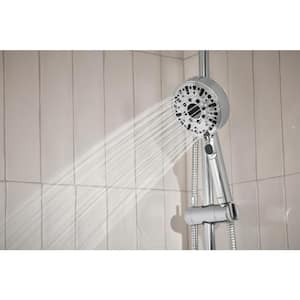 Precept 6-Spray Patterns 1.5 GPM 3.88 in. Wall Mount Handheld Shower Head with Slide Bar in Chrome