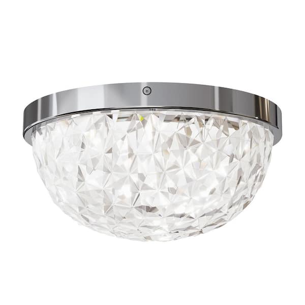 Carat 13 in. Modern Chrome Integrated LED Flush Mount Light Ceiling Light