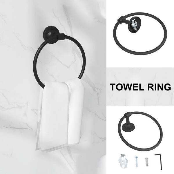 FORIOUS Bathroom Accessories Set 4-pack，Towel Ring，Towel Bar