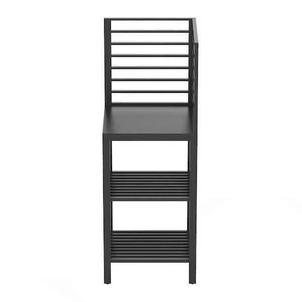 Outdoor Counter Square Electric Kitchen Grill Island with Wall Hanging, Storage Racks in Black