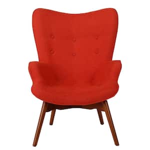 Hariata Muted Orange Fabric Contour Chair