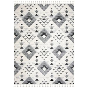 Moroccan Tassel Shag Ivory/Gray 8 ft. x 10 ft. Moroccan Area Rug