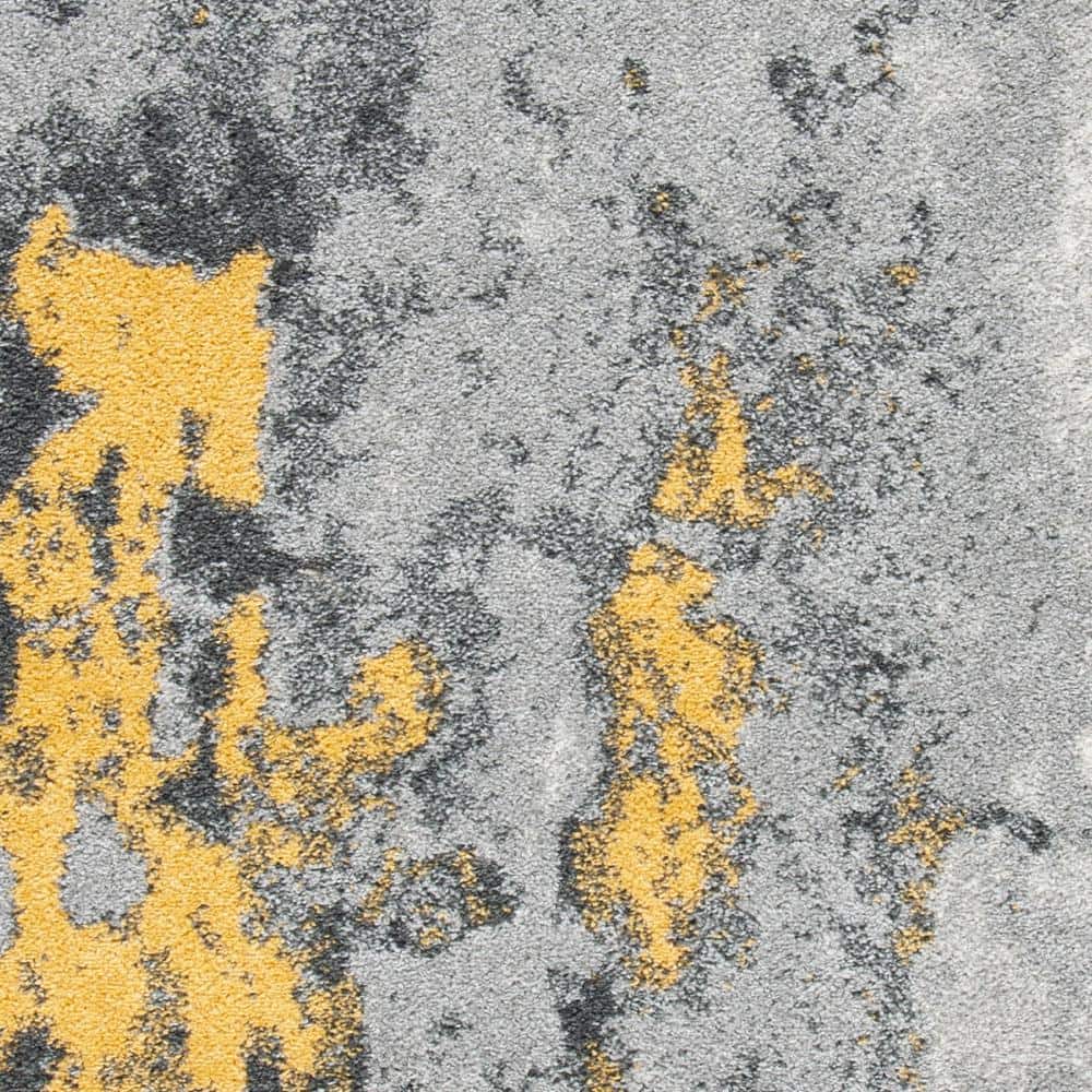 Gray and Yellow Abstract Hand-knotted Synthetic 4' x 6' Area Rug