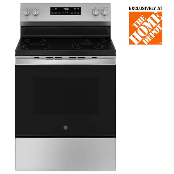 GE 30 in. 4 Element Free-Standing Electric Range in Stainless Steel w/Stainless Knobs