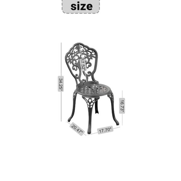 2-Piece Outdoor Cast Aluminum Patio Dining Chair with Black Frame
