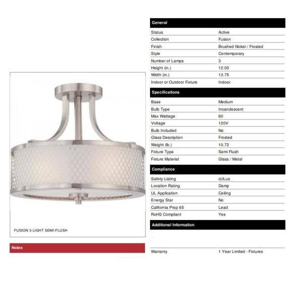 Elegant Art Deco Inspired 12" Drum Semi-Flush Light in Brushed Nickel