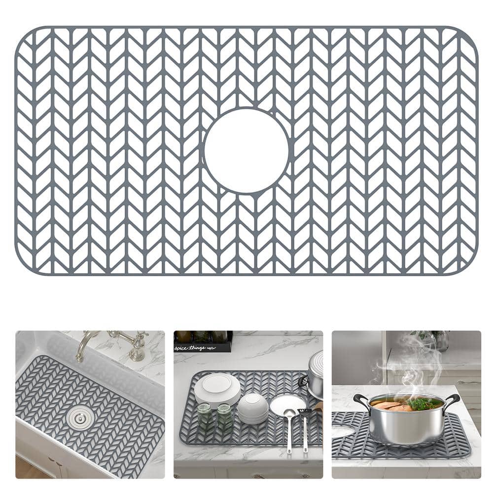 26 in. L x 14 in. W Silicone Kitchen Sink Protective Bottom Grid for Single