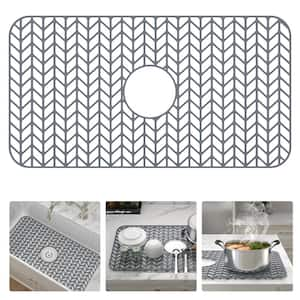 26 in. L x 14 in. W Silicone Kitchen Sink Protective Bottom Grid for Single Basin Sink in Gray