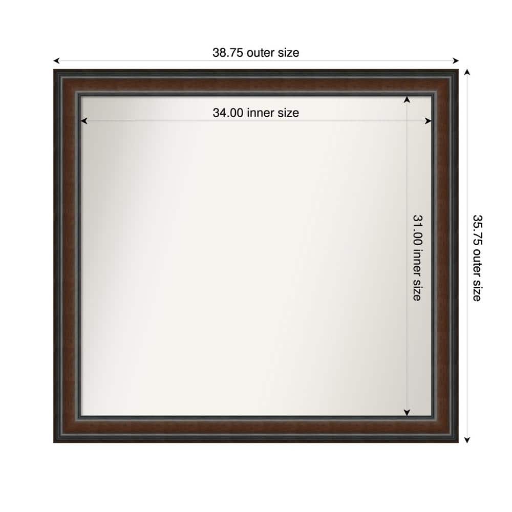 Cyprus Walnut 38.75 in. x 35.75 in. Custom Non-Beveled Wood Framed Bathroom Vantiy Wall Mirror price history on PriceWatchPro