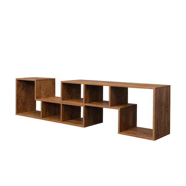 Miscool 41.34 in. Double L-Shaped Walnut TV Stand Fits TV's up to 55 in. (Display Shelf )
