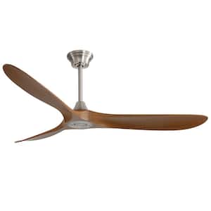 60 in. Smart Outdoor Wallnut Ceiling Fan without Light, with 3 ABS Blade, Smart APP and Remote Control, Dc Motor