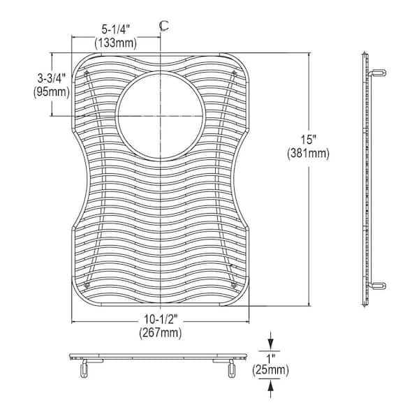 Lustertone 15 in. x 10.5 in. Bottom Grid for Kitchen Sink in Stainless Steel