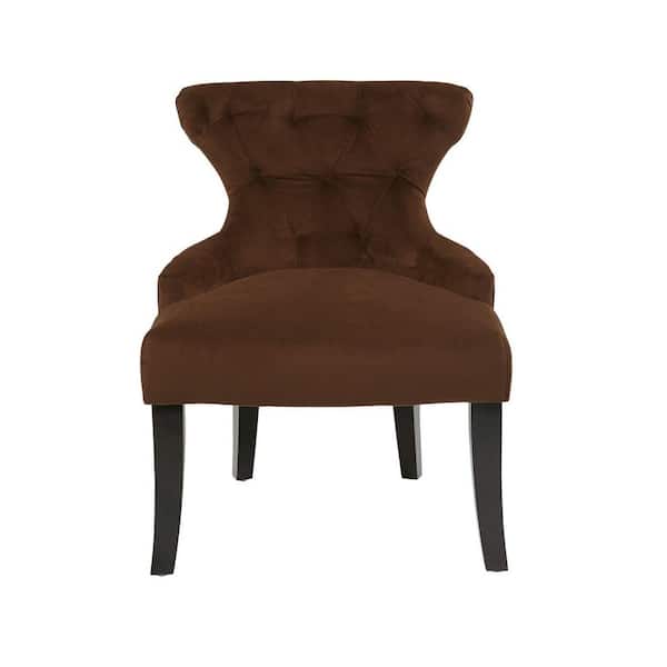OSP Home Furnishings Curves Chocolate Velvet Accent Chair
