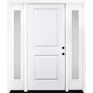 64 in. x 80 in. Element Series 2-Panel LHIS Primed White Steel Prehung Front Door w/ Double 12 in. Rain Glass Sidelites