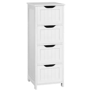 11.81 in. W x 11.81 in. D x 32.28 in. H White Wooden Freestanding Bathroom Linen Cabinet with Four Drawers
