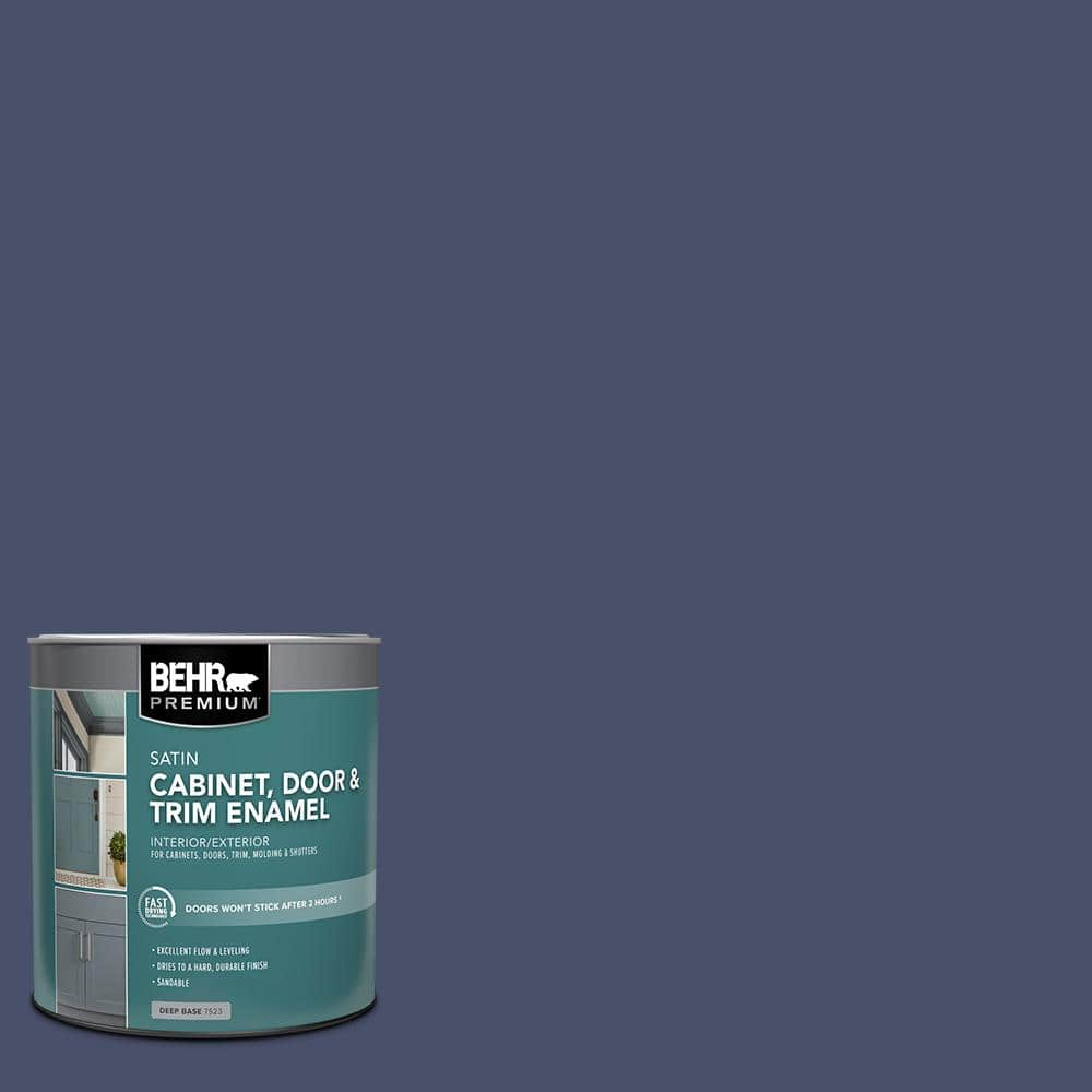 BEHR PREMIUM 1 qt. #M530-7 Elegant Navy Satin Enamel Interior/Exterior  Cabinet, Door & Trim Paint 752304 - The Home Depot