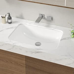 21.5 in. Ceramic Rectangular Undermount Bathroom Sink in White with Overflow Drain