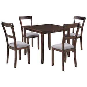 5-Piece Dining Table Set Industrial Wooden Kitchen Table and 4-Chairs for Kitchen, Dining Room, Espresso