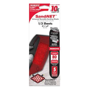1/3 Sheet SandNET Faster Reusable 80 Grit Hand Sanding Sheets (50-Pack)