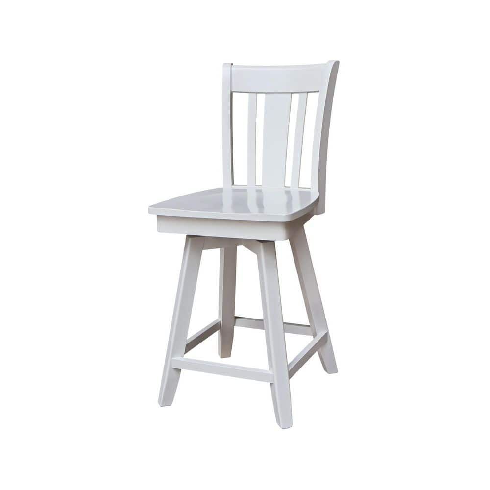 San Remo White Wood Swivel Counter Height Stool