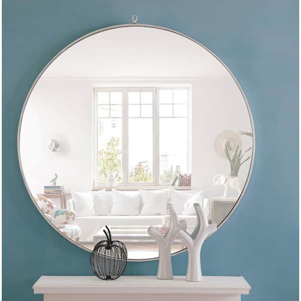 Silver 48 in. W x 48 in. H Round Vanity Mirror