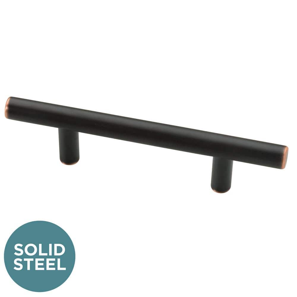 Solid Bar 3-3/4 in. (96 mm) Modern Bronze with Copper Highlights Cabinet Dr