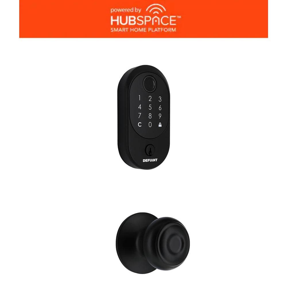 Hubspace Matte Black Round Fingerprint Deadbolt with Hartford Hall/Closet D