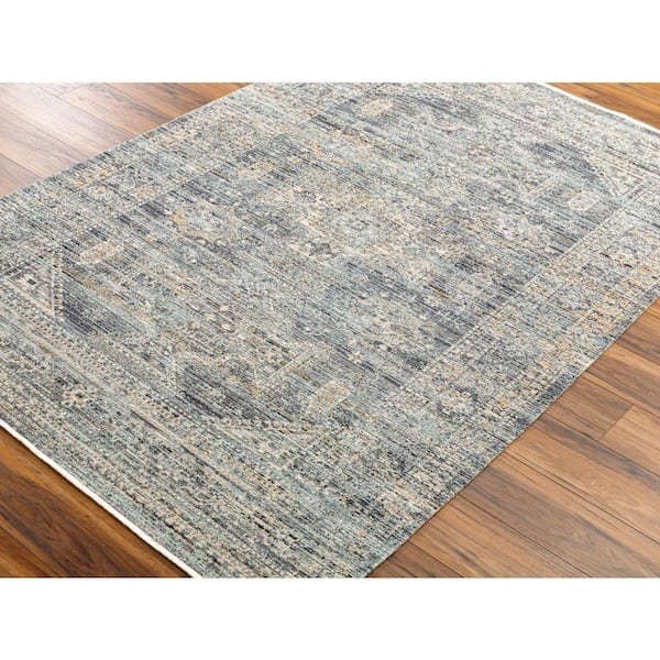 Becki Owens Margaret Navy/Taupe Medallion 9 ft. x 13 ft. Machine-Washable Indoor/Outdoor Area Rug