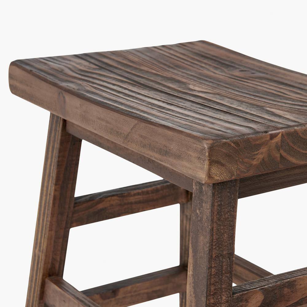 Pomona 20" Rustic Brown Reclaimed Wood Saddle Barstool