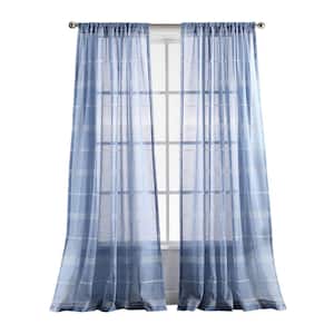 Indigo 50 in. W x 84 in. L Rod Pocket Sheer Curtain Panel Pair