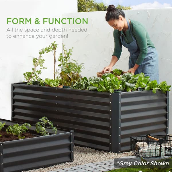 Best Choice Products 6x3x2ft Outdoor Metal Raised Garden Bed, Planter Box for Vegetables, Flowers, Herbs - Taupe