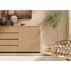 Homsee 86.6 in. Light Oak Wood Buffet with Rounded Corners, 4 Drawers, Push-Latch Doors and Anti-Tip Kit ZZ-HS020550-01