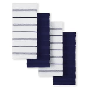 Albany Cobalt Blue/White Stripped Cotton Kitchen Towel Set (Set of 4)